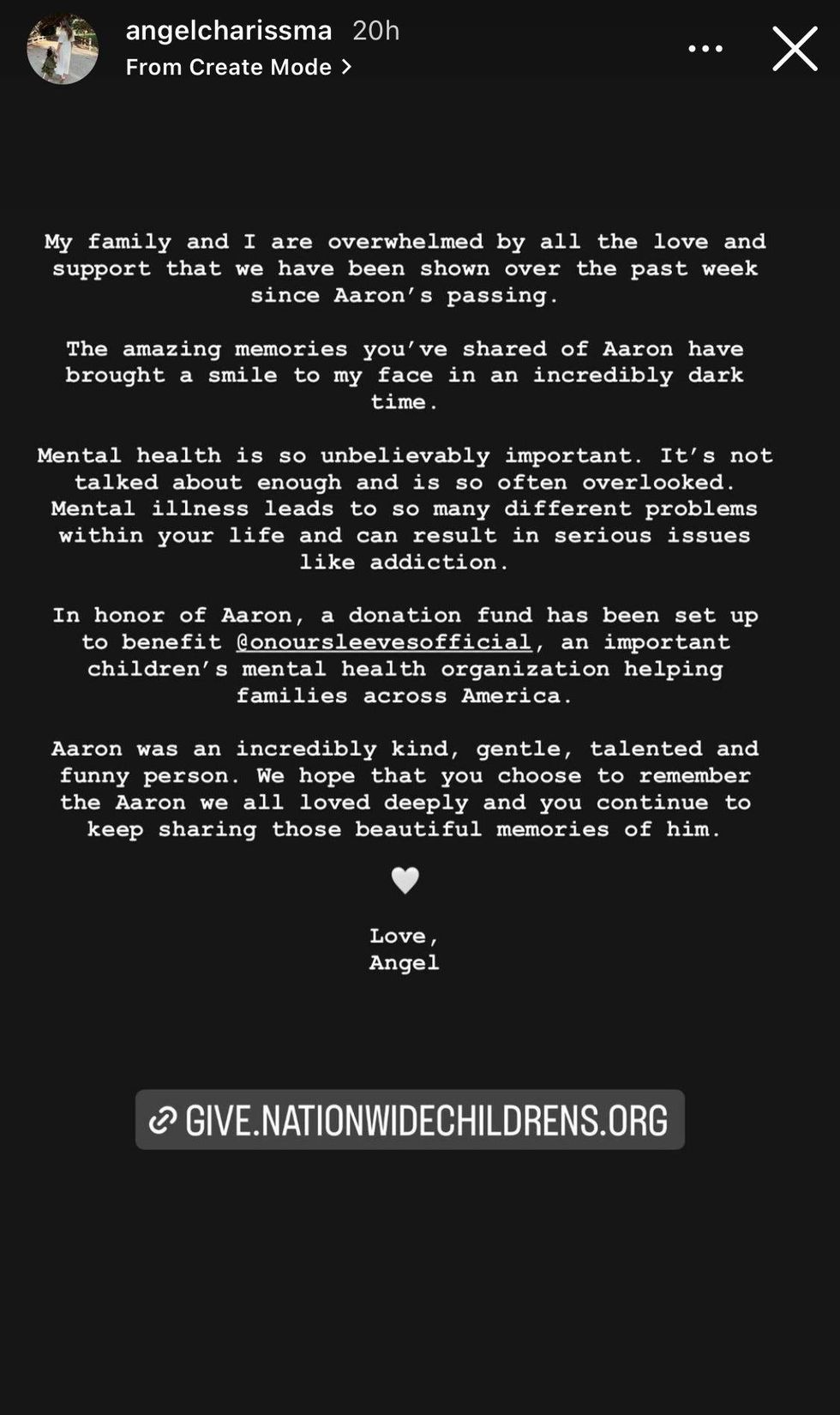 Angel Carter IG story