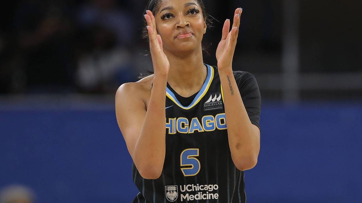 Angel Reese of the Chicago Sky reacts