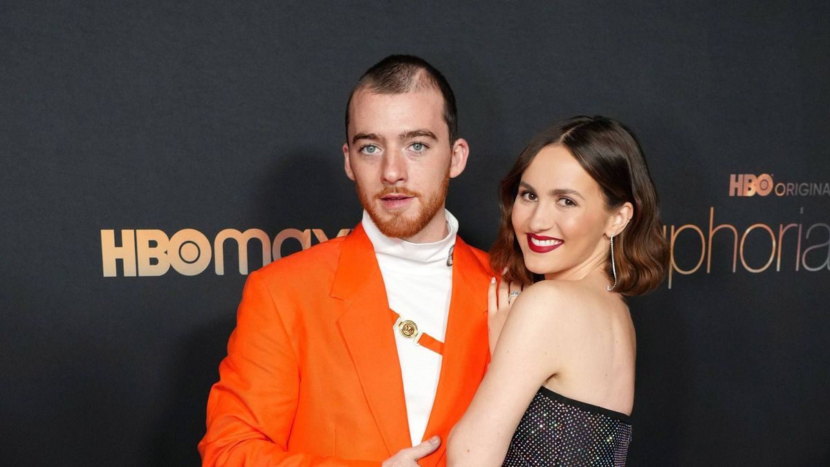 Angus Cloud and Maude Apatow attend HBO's "Euphoria" Season 2 Photo Call at Goya Studios on January 05, 2022 in Los Angeles, California.