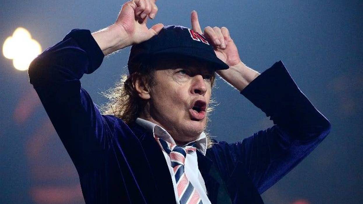 Angus Young performs with AC/DC during the Rock Or Bust Tour
