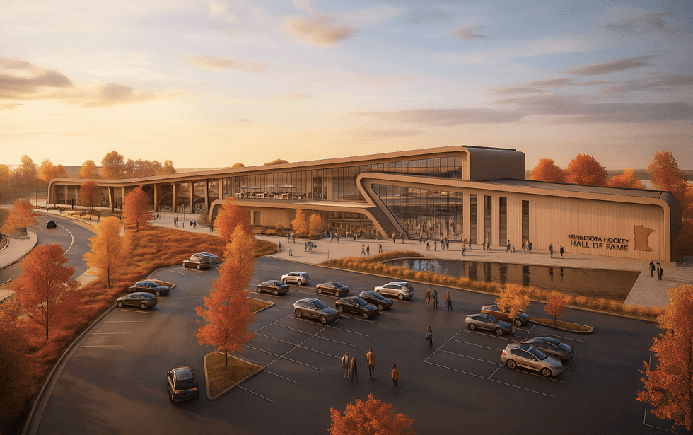 Another outdoor rendering showing the new Minnesota Hockey Hall of Fame.