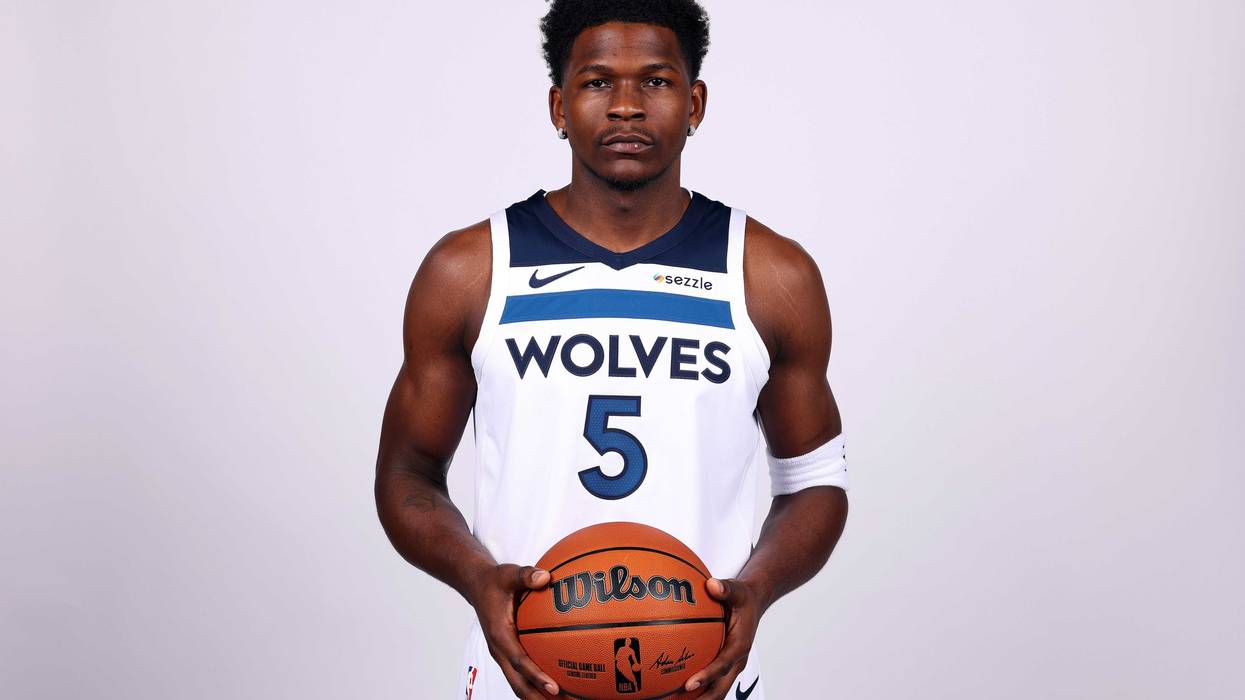 Anthony Edwards #5 of the Minnesota Timberwolves poses for a portrait during Media Day at Target Center on September 29, 2025 in Minneapolis, Minnesota.