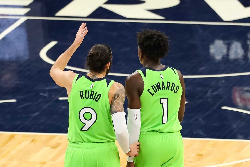 Anthony Edwards and Ricky Rubio