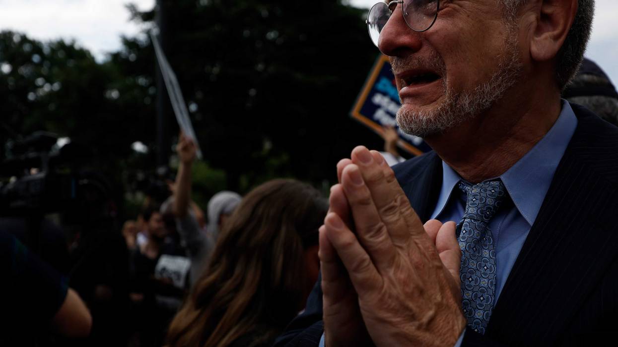 Anti-abortion activist and now presidential candidate Randall Terry reacts after the announcement to the Dobbs v Jackson Women's Health Organization ruling in front of the U.S. Supreme Court on June 24, 2022 in Washington, DC.