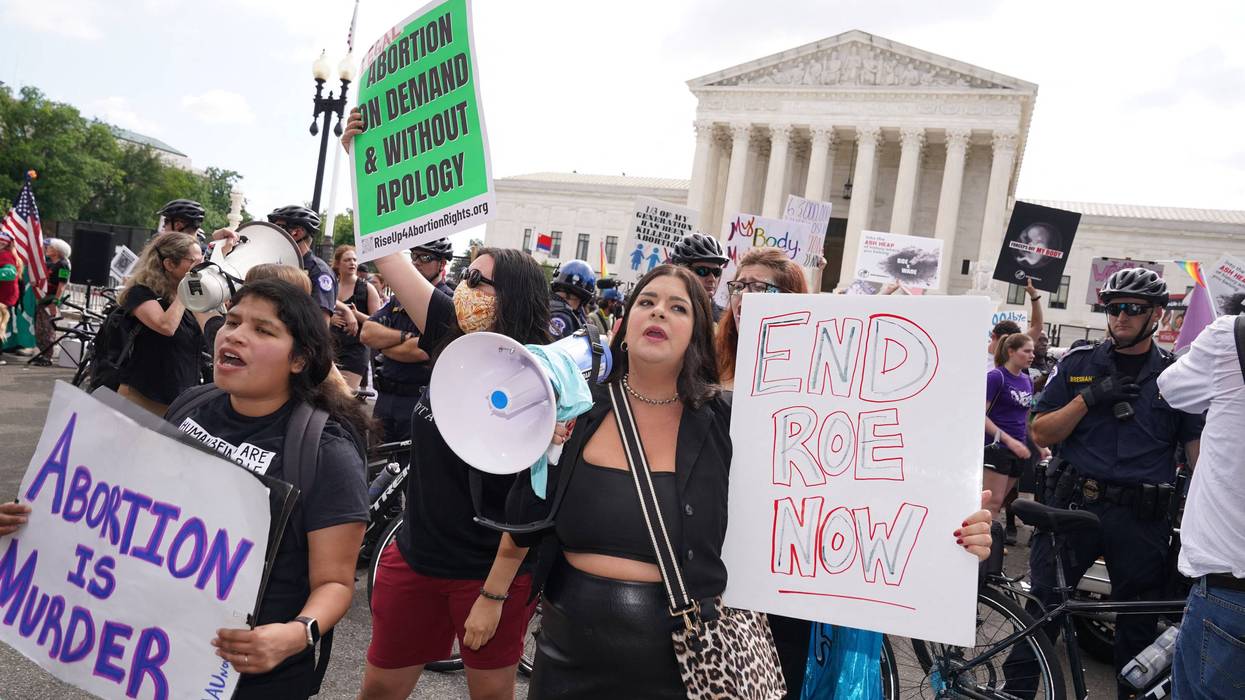 Anti-abortion demonstrators gather outside the US Supreme Court in Washington, DC, on June 24, 2022, as the Supreme Court rolls back 50 years of abortion rights in the United States.
