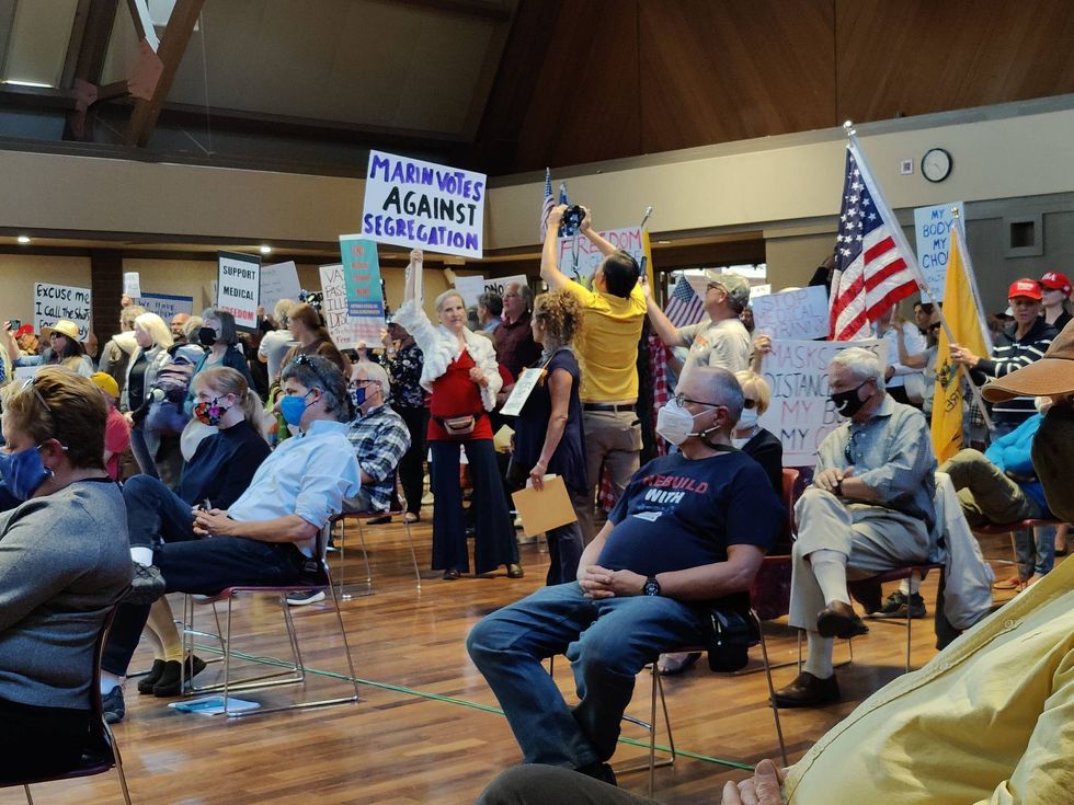 Anti-vaccine protestors storm Rep. Jared Huffman