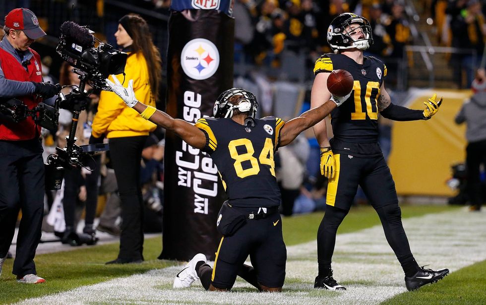 Antonio Brown celebrates another trip to the end zone