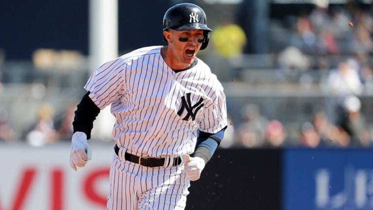 Apr 1, 2019; Bronx, NY, USA; New York Yankees shortstop Troy Tulowitzki (12) throws out Detroit Tigers left fielder Mikie Mahtook (8) during the seventh inning at Yankee Stadium. Mandatory Credit: Adam Hunger-USA TODAY Sports