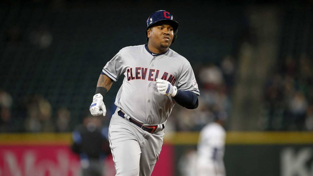 Apr 15, 2019; Seattle, WA, USA; Cleveland Indians third baseman Jose Ramirez runs the bases after hitting a solo home run against the Seattle Mariners during the third inning at T-Mobile Park. Mandatory Credit: Joe Nicholson-USA TODAY Sports
