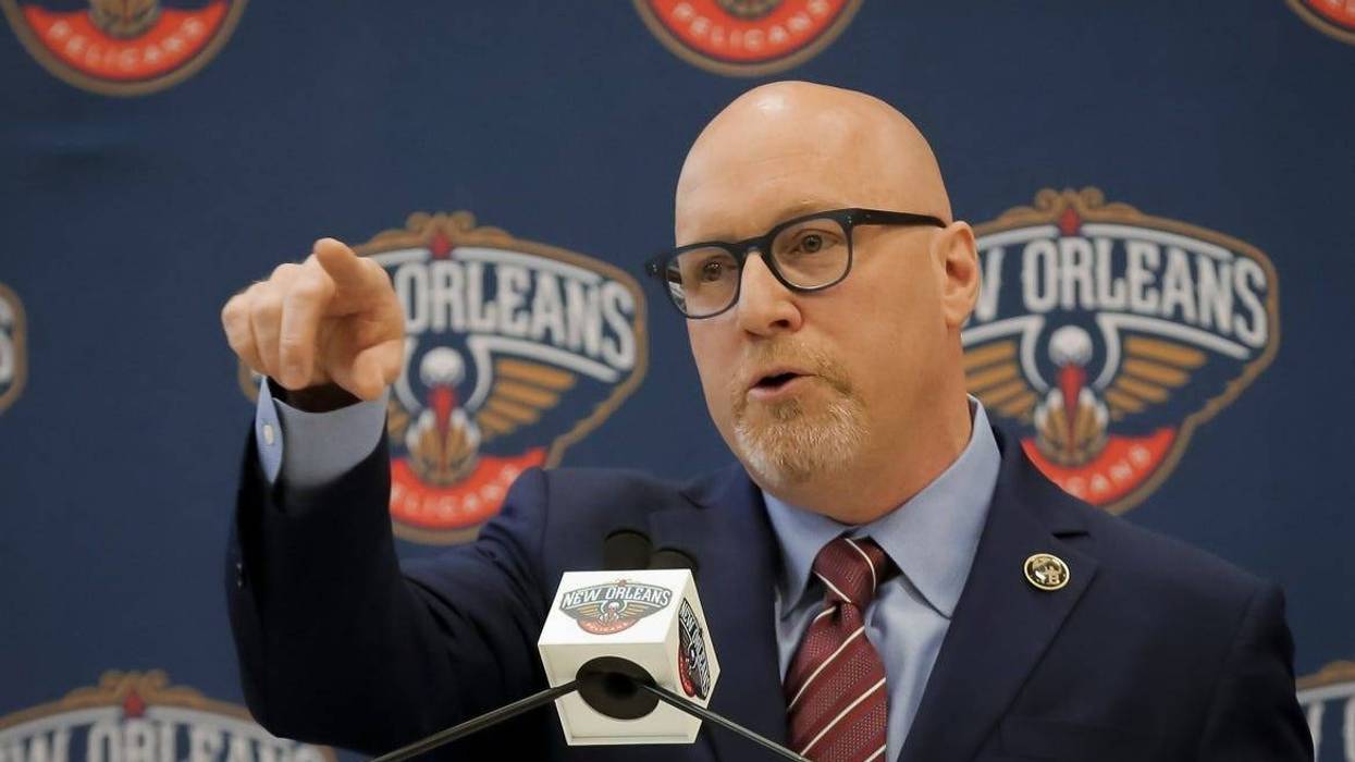 Apr 17, 2019; New Orleans, LA, USA; New Orleans Pelicans Executive Vice President of Basketball Operations David Griffin during an introductory press conference at the New Orleans Pelicans facility.