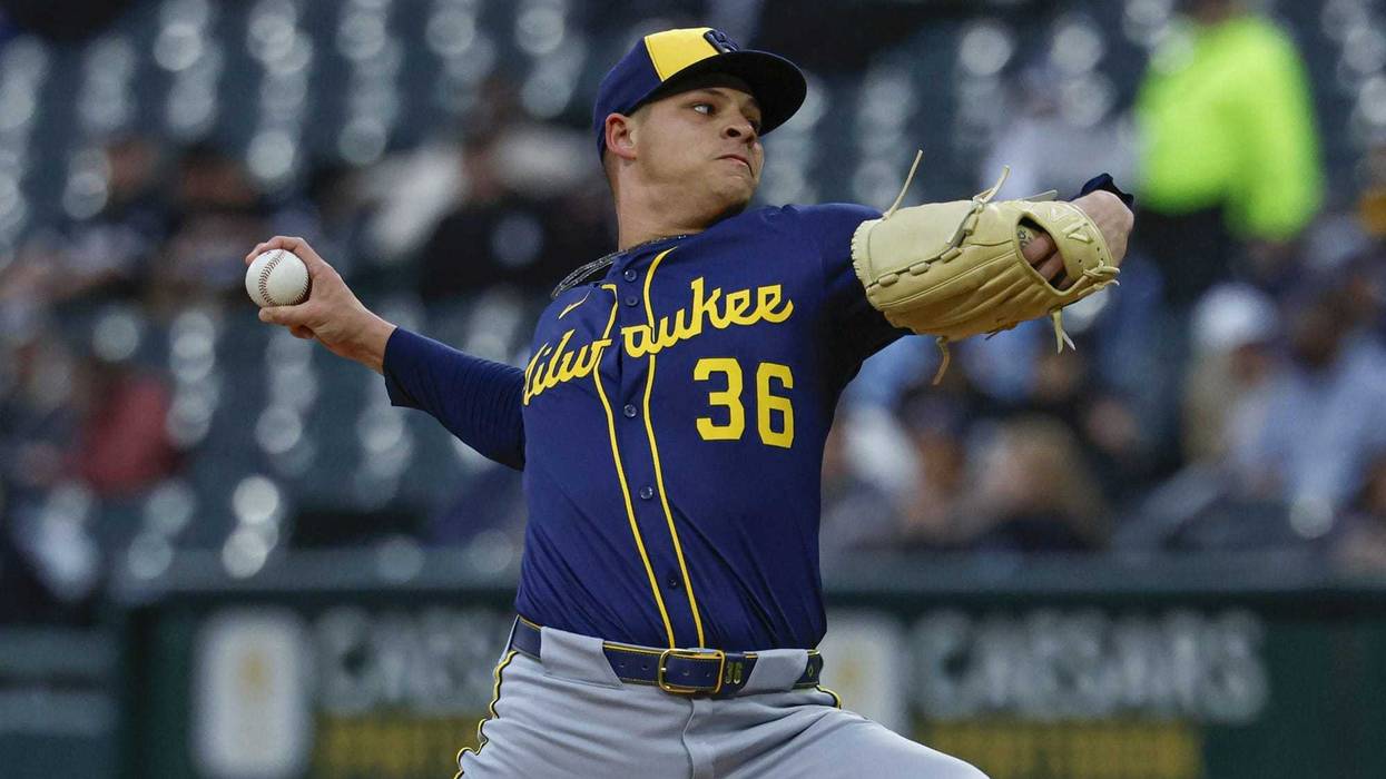 Apr 30, 2025; Chicago, Illinois, USA; Milwaukee Brewers starting pitcher Tobias Myers (36) delivers a pitch against the Chicago White Sox during the first inning at Rate Field. Mandatory Credit: Kamil Krzaczynski-Imagn Images