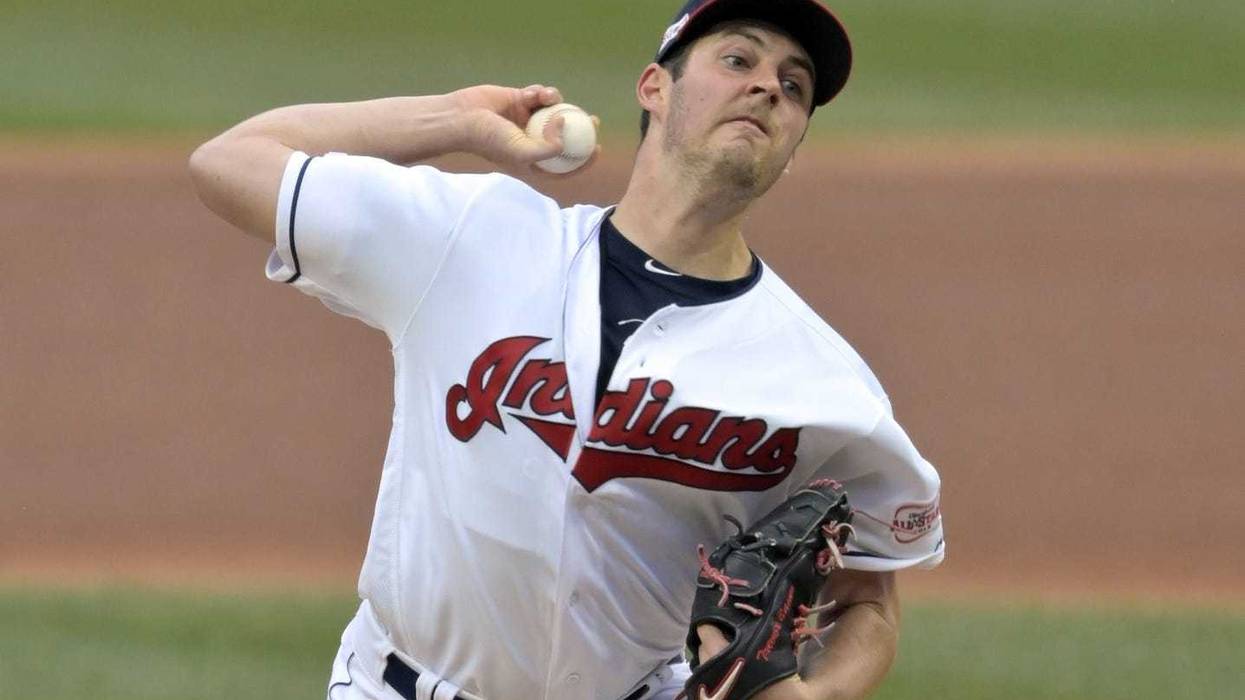 Apr 4, 2019; Cleveland, OH, USA; Cleveland Indians starting pitcher Trevor Bauer (47) delivers in the second inning against the Toronto Blue Jays at Progressive Field. Mandatory Credit: David Richard-USA TODAY Sports