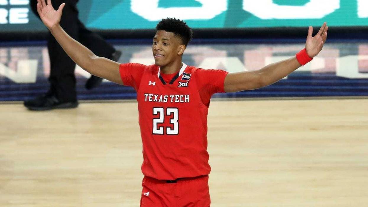 Apr 6, 2019; Minneapolis, MN, USA; Texas Tech Red Raiders guard Jarrett Culver (23) celebrates after defeating the Michigan State Spartans in the semifinals of the 2019 men's Final Four at US Bank Stadium. Mandatory Credit: Brace Hemmelgarn-USA TODAY Spor