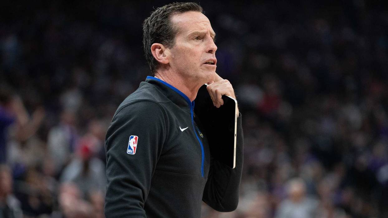 April 17, 2023; Sacramento, California, USA; Golden State Warriors assistant coach Kenny Atkinson during the second quarter in game two of the first round of the 2023 NBA playoffs against the Sacramento Kings at Golden 1 Center.