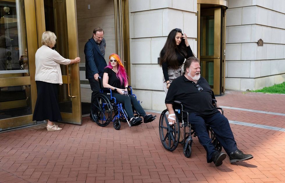 April Margera; musician Jess Margera with girlfriend Lima Jevremović; and Phil Margera are seen arriving at Chester County Justice Center on July 27, 2023.