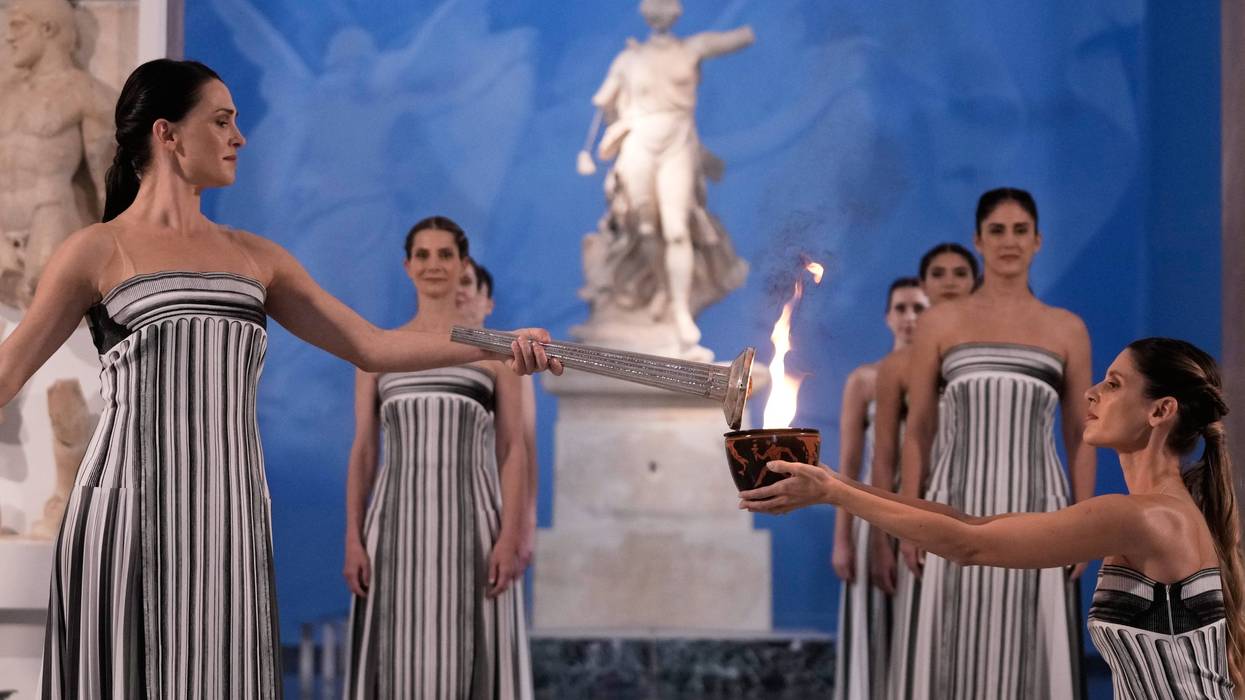 APTOPIX Greece Olympics Milan Cortina Flame Lighting