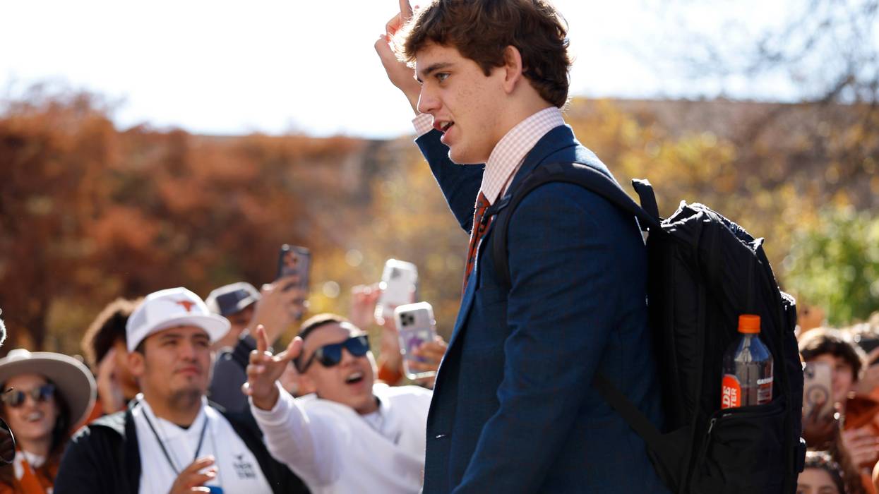 Arch Manning #16 of the Texas Longhorns arrives prior to the Playoff First Round Game against the Clemson Tigers at Darrell K Royal-Texas Memorial Stadium on December 21, 2024, in Austin, Texas.