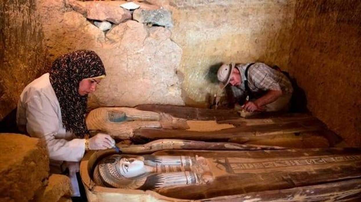 Archaeologists working near the pyramids of Giza have discovered an ancient Egyptian burial ground dating back to around 2500 BCE and hosting the tombs of high-ranking officials.
