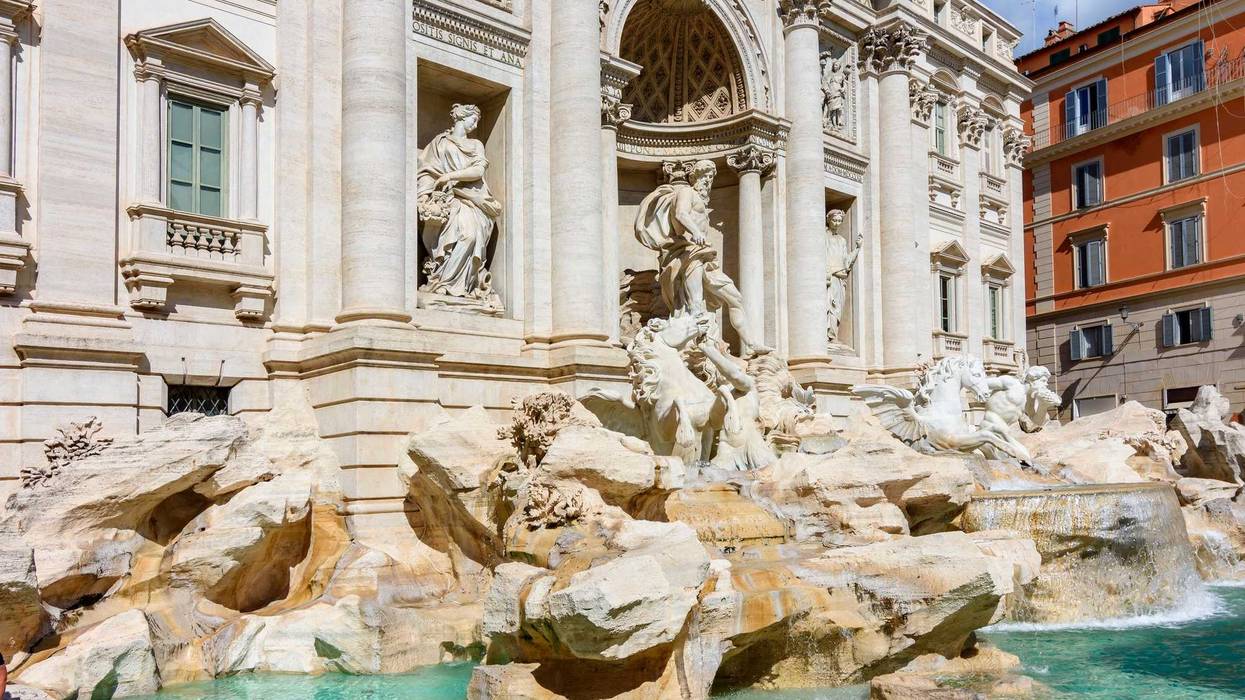 Architecture of Trevi fountain in Rome, Italy