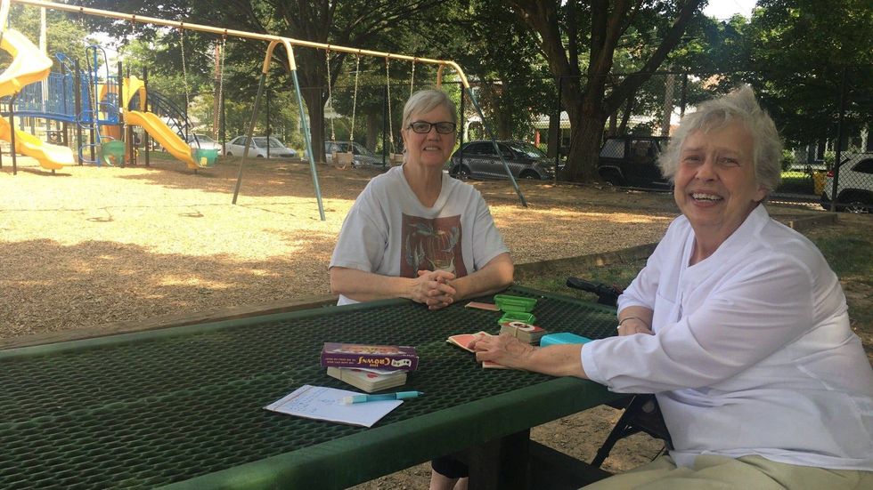 Ardmore resident Kathy and her friend