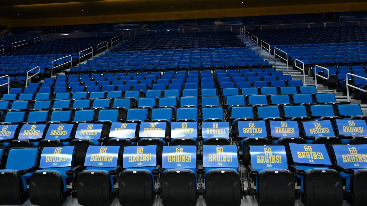 Arena seats are empty as it was announced that the game between the UCLA Bruins and the Alabama State Hornets will not be played as scheduled due to COVID-19 protocols . at UCLA Pauley Pavilion on December 15, 2021 in Los Angeles, California.