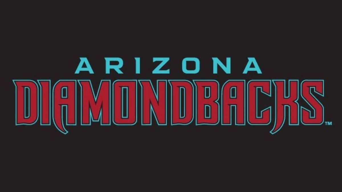 Arizona Diamondbacks logo featuring blue 'Arizona' and red 'Diamondbacks' text on a black background.