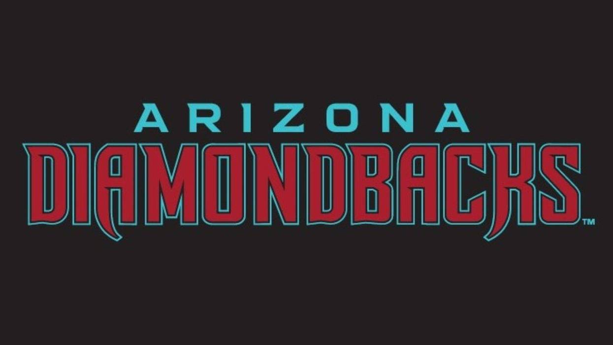 Arizona Diamondbacks logo featuring blue 'Arizona' and red 'Diamondbacks' text on a black background.