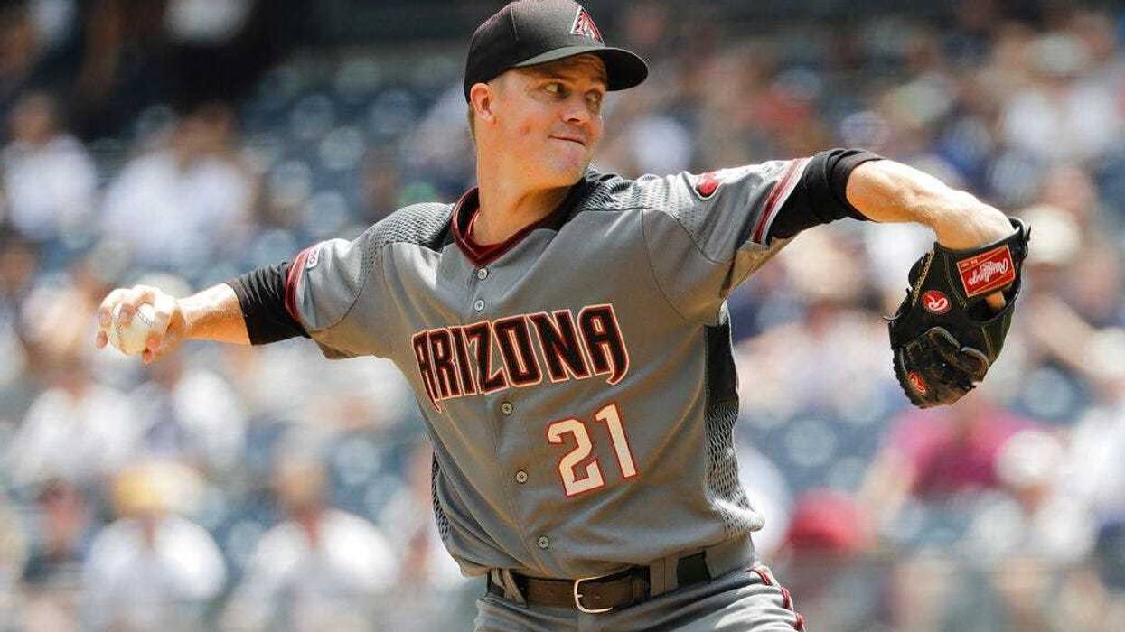 Arizona Diamondbacks' Zack Greinke delivers a pitch during the first inning of a baseball game against the New York Yankees Wednesday, July 31, 2019, in New York.