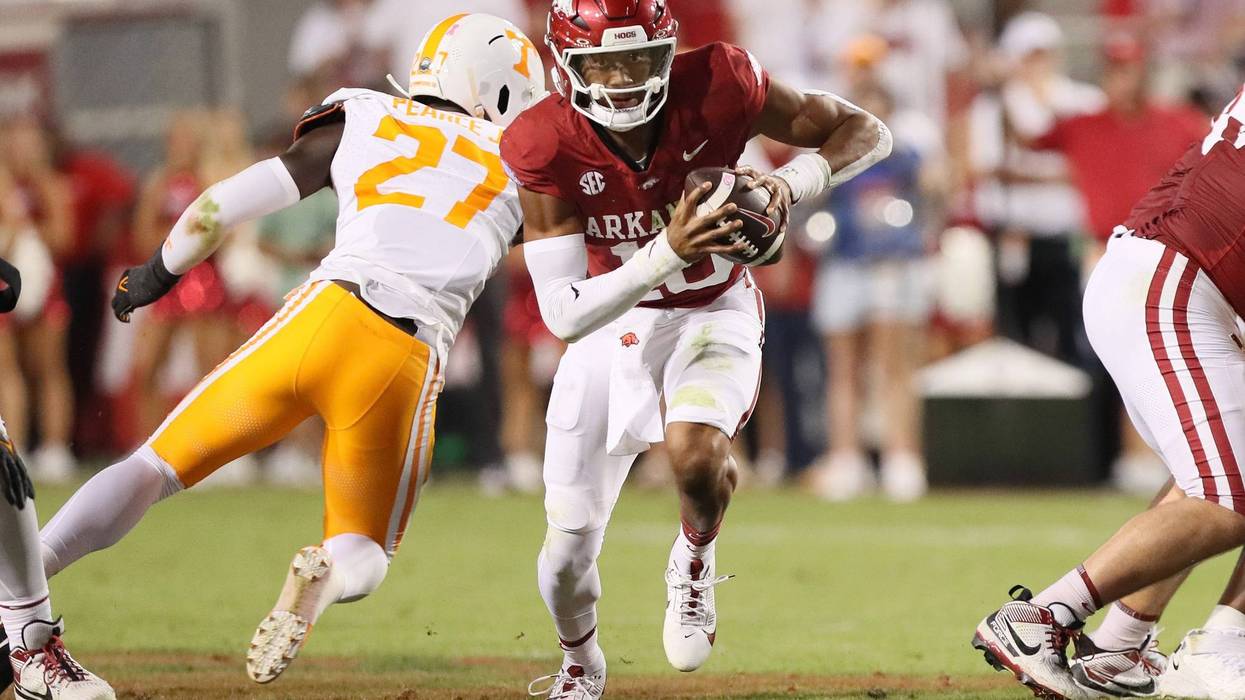 Arkansas quarterback Taylen Green