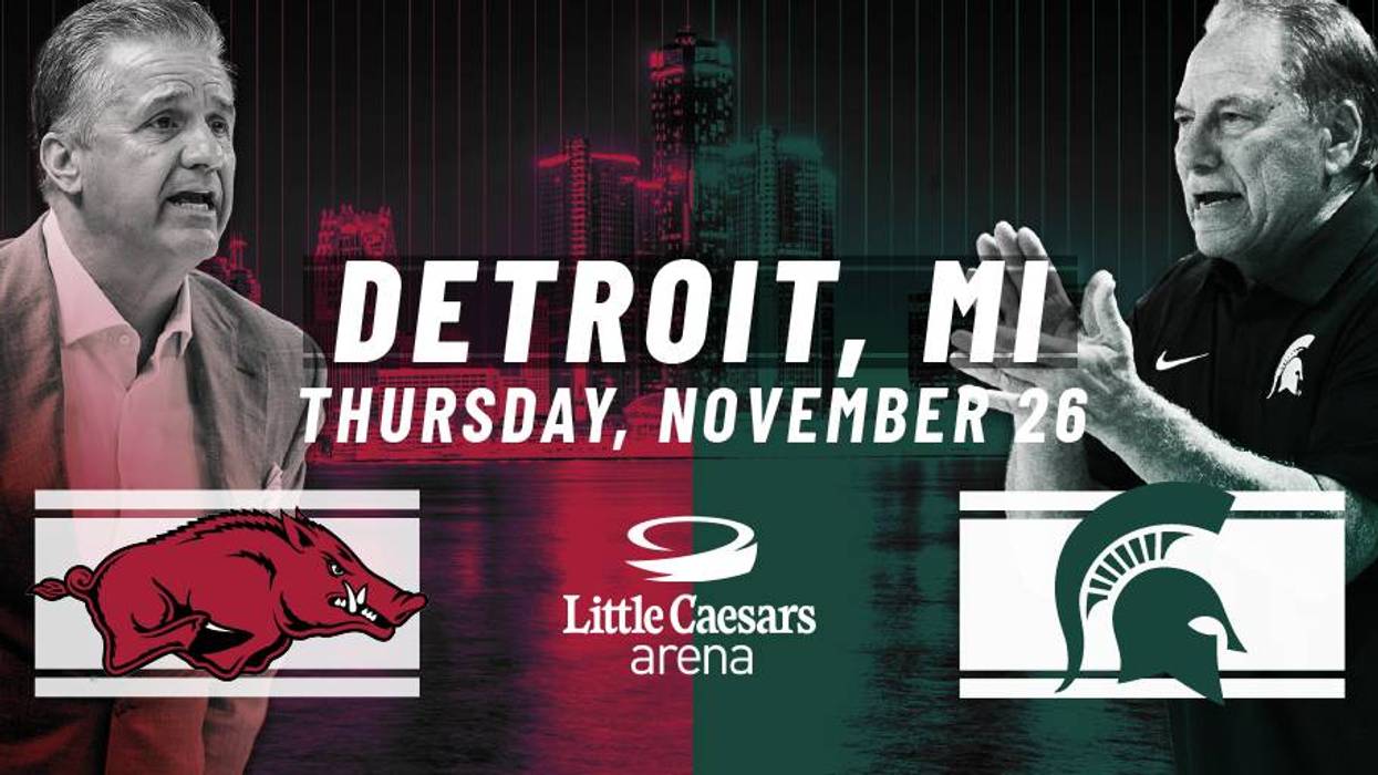 Arkansas vs Michigan State basketball game promo. Coaches Calipari & Izzo. Detroit, Nov 26.
