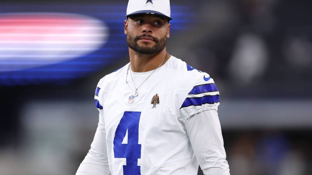 ARLINGTON, TEXAS - AUGUST 22: Dak Prescott #4 of the Dallas Cowboys looks on prior to the NFL Preseason 2025 game against the Atlanta Falcons at AT&T Stadium on August 22, 2025 in Arlington, Texas. (Photo by Sam Hodde/Getty Images)