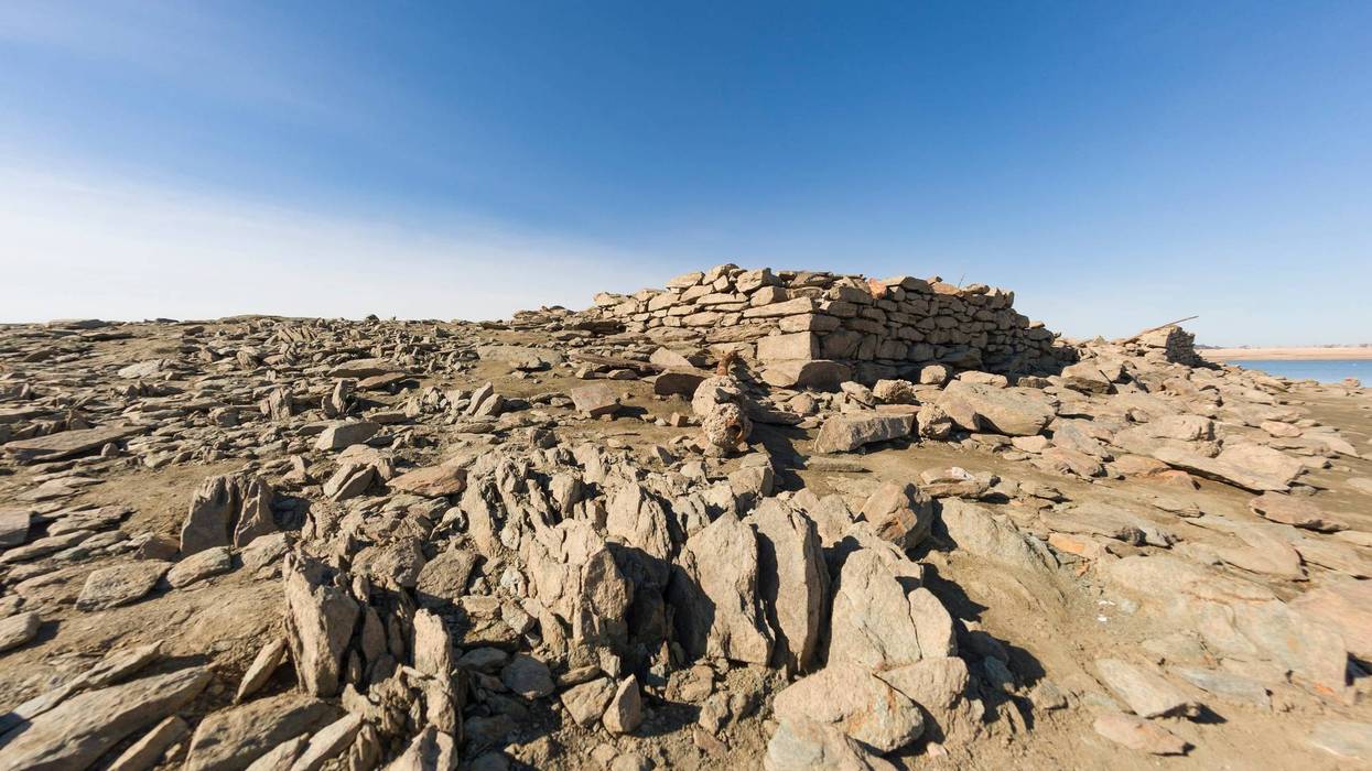 Artifacts revealed by low water levels at Folsom Lake in California.