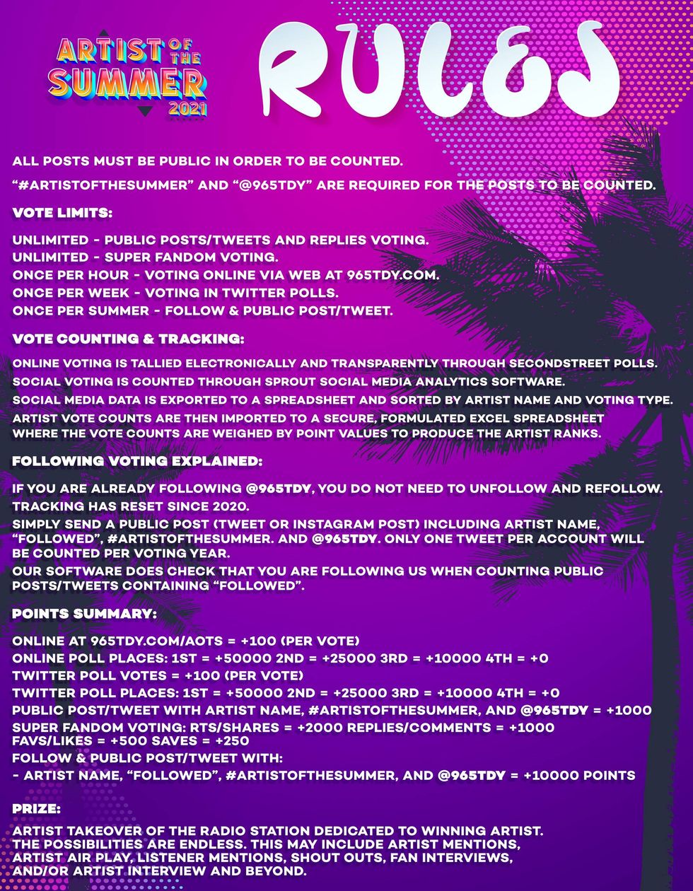 Artist of the Summer 2021 | OFFICIAL RULES