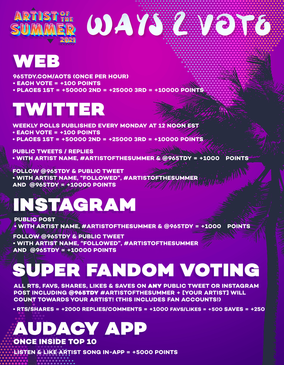 Artist of the Summer 2021 | Ways 2 Vote