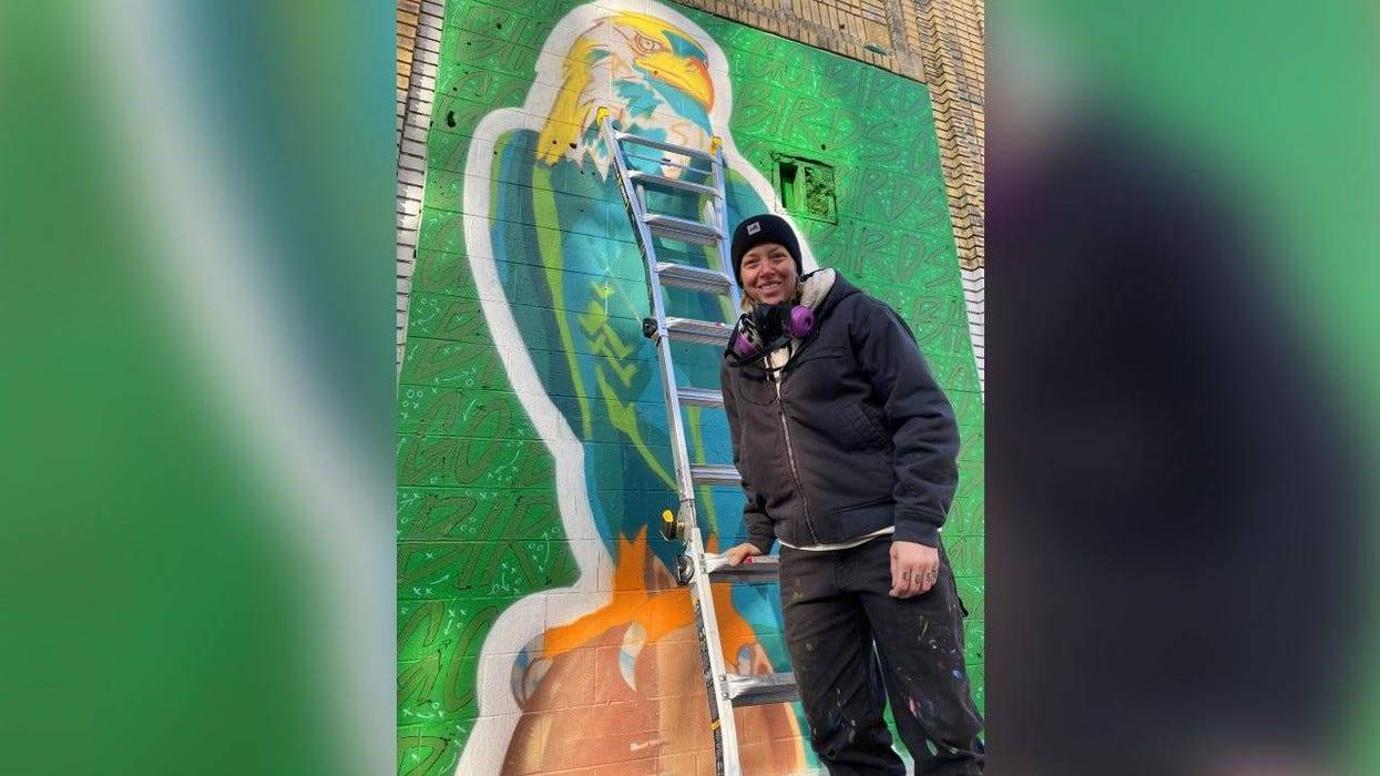 Artist Tiff Urquhart says her "Go Birds" mural is inspired by the Eagles, their fans and Philly itself.
