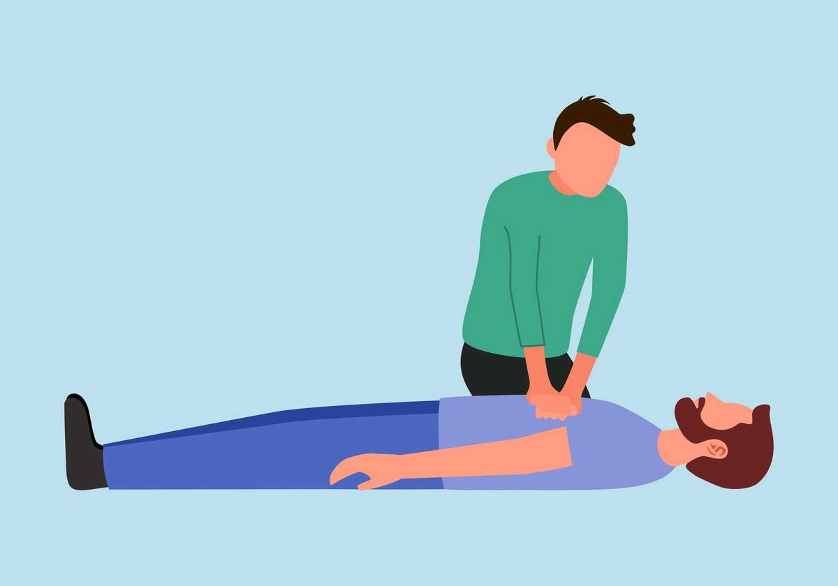 Artwork depicting someone receiving CPR.