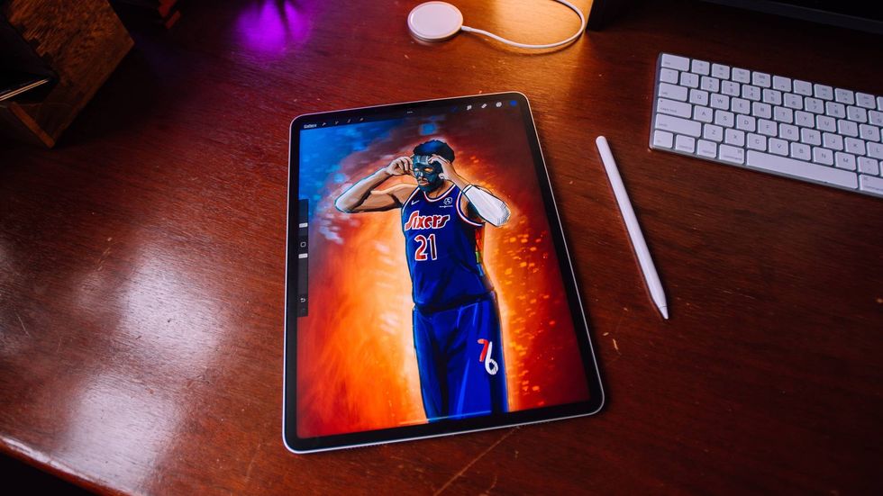 Artwork of Joel Embiid by Dhwani Saraiya.