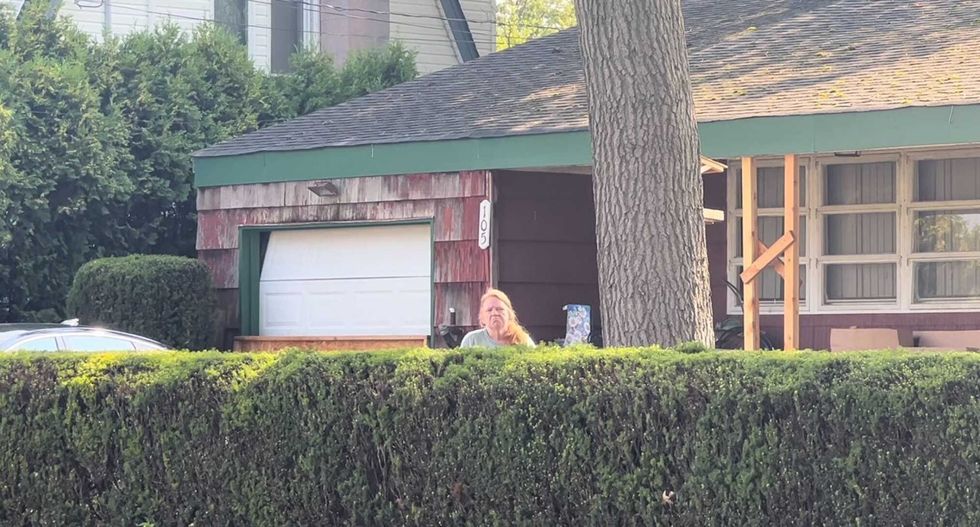 Asa Ellerup, 59, the wife of Gilgo Beach serial killer suspect Rex Heuermann, at their home on First Avenue in Massapequa Park, New York, on July 28, 2023