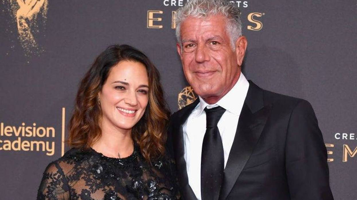 Asia Argento and Anthony Bourdain at the Creative Arts Emmy Awards in 2017