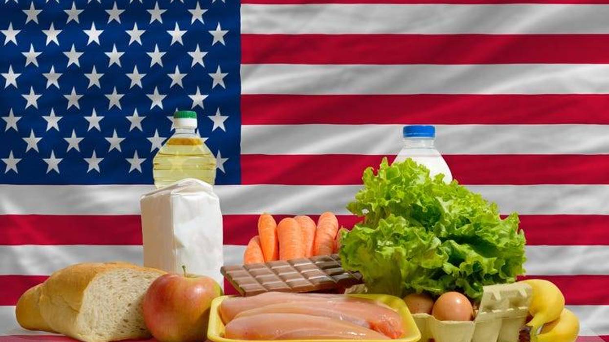 asic food groceries in front of American flag