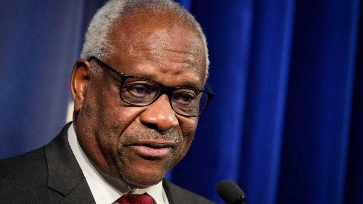 Associate Supreme Court Justice Clarence Thomas speaks at the Heritage Foundation on October 21, 2021 in Washington, DC. Clarence Thomas has now served on the Supreme Court for 30 years. He was nominated by former President George H. W. Bush in 1991 and is the second African-American to serve on the high court, following Justice Thurgood Marshall. (Photo by Drew Angerer/Getty Images)