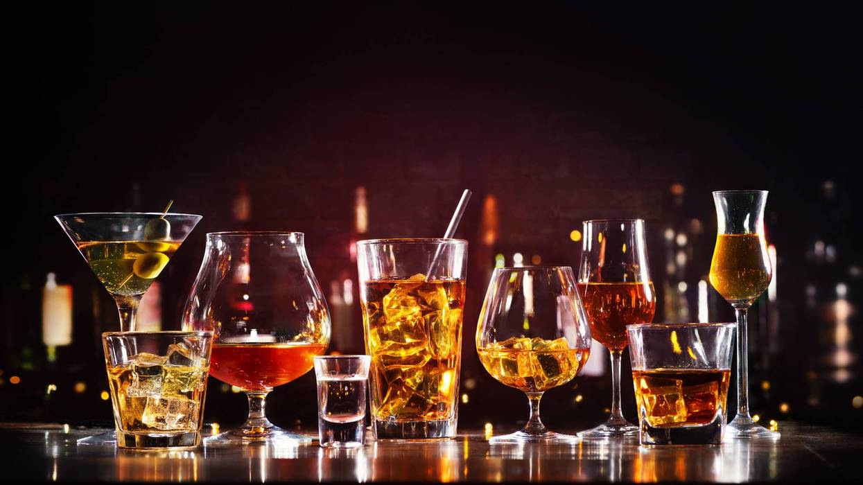 Assortment of hard strong alcoholic drinks and spirits