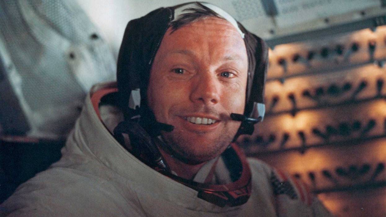 Astronaut Neil Armstrong,inside the 'Eagle' on the surface of the Moon.