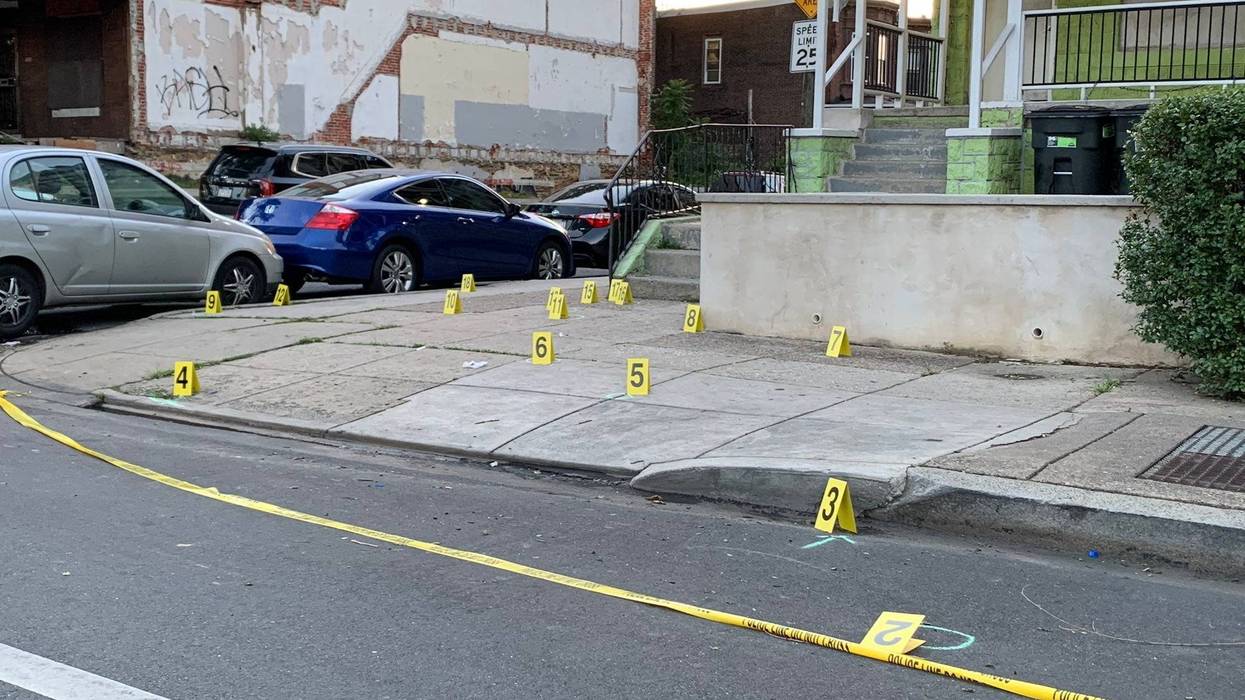 At least 20 shots were fired at the corner of Broad and Colwyn streets, according to Philadelphia police.