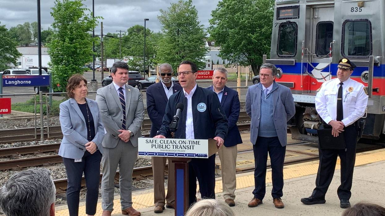 At SEPTA's Langhorne Station, Gov. Josh Shapiro made remarks about the mass transit portion of his budget proposal.