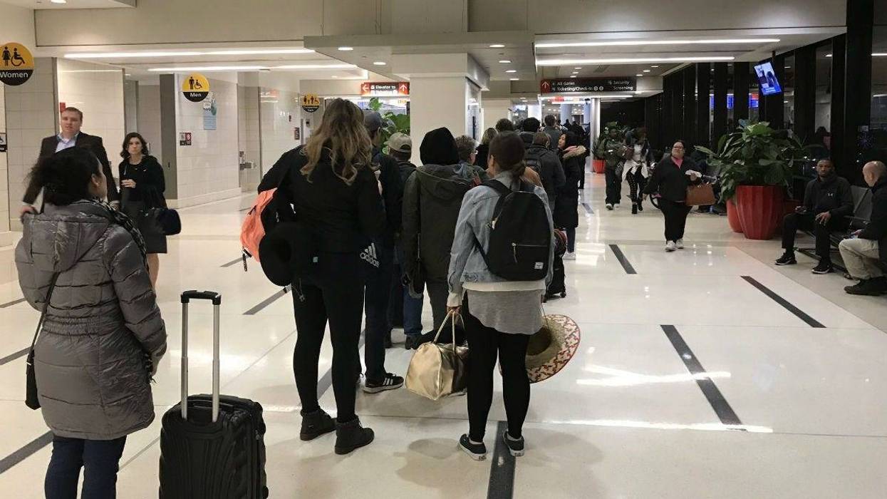 At some points, the TSA checkpoint line at Terminal D/E at Philadelphia International Airport was similar to the one the day before Thanksgiving.