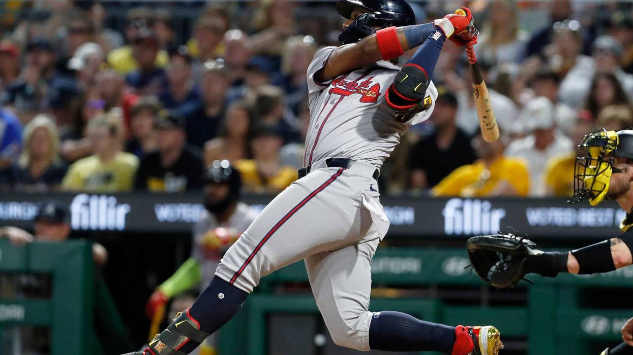Atlanta Braves right fielder Ronald Acuna Jr. (13) hits a three-run home run against the Pittsburgh Pirates during the eighth inning at PNC Park.