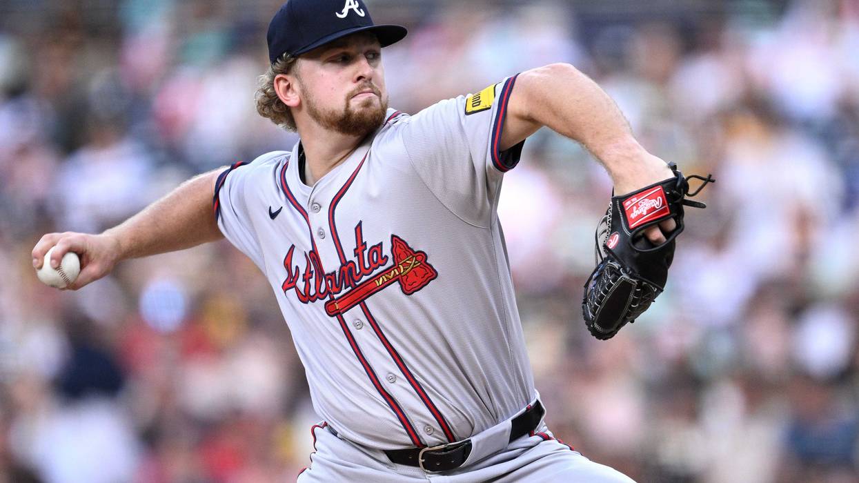 Atlanta Braves starting pitcher Spencer Schwellenbach (56) pitches against the San Diego Padres during the first inning at Petco Park.