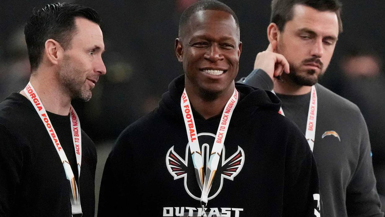 Atlanta Falcons head coach Raheem Morris looks on during UGA Footballs Pro Day in Athens, Ga., on Wednesday, March 12, 2025. Representatives from all 32 NFL teams are on hand to watch former UGA football players in action.