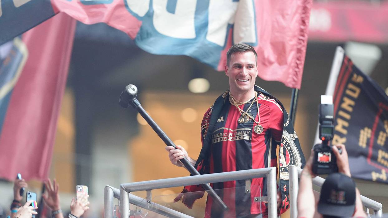 Atlanta Falcons quarterback Kirk Cousins during a pregame ritual before an Atlanta United match